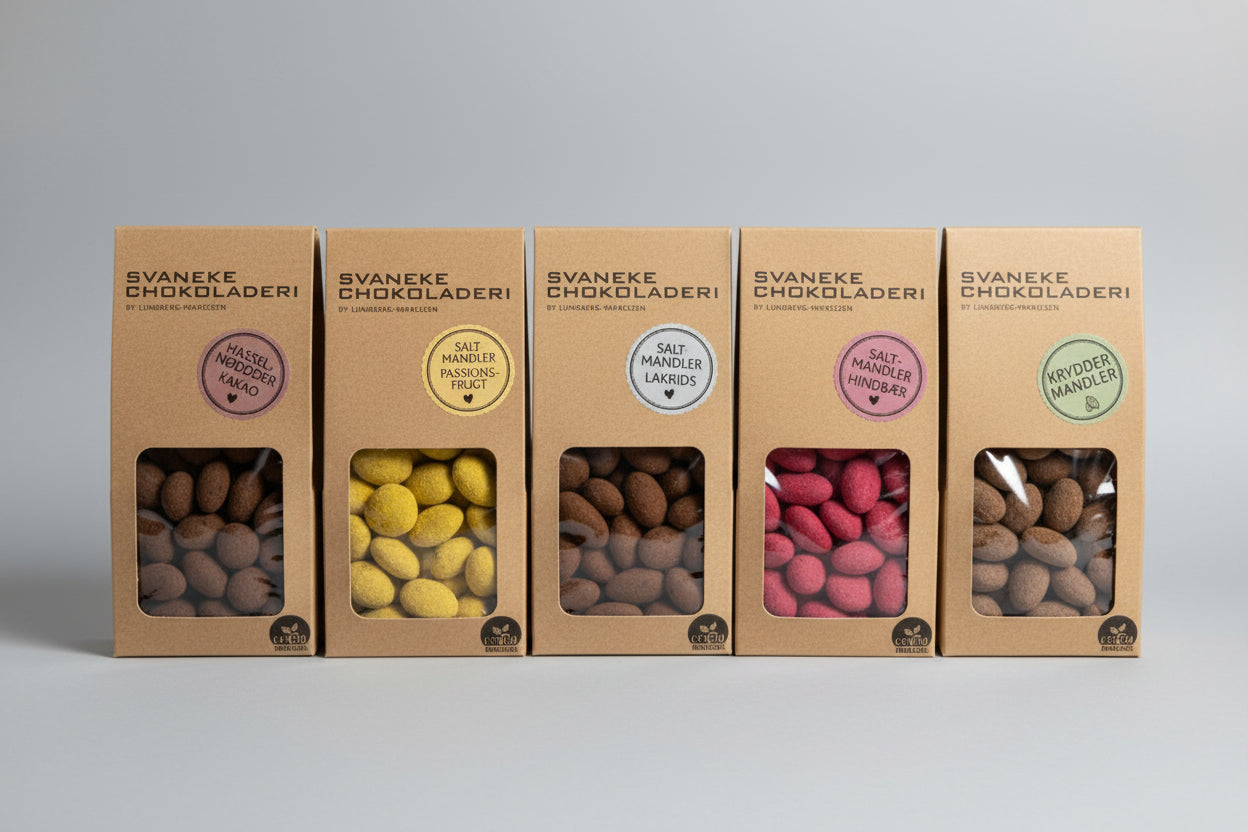 Gaveæske med 2 poser fra Svaneke Chokoladeri 2x90g