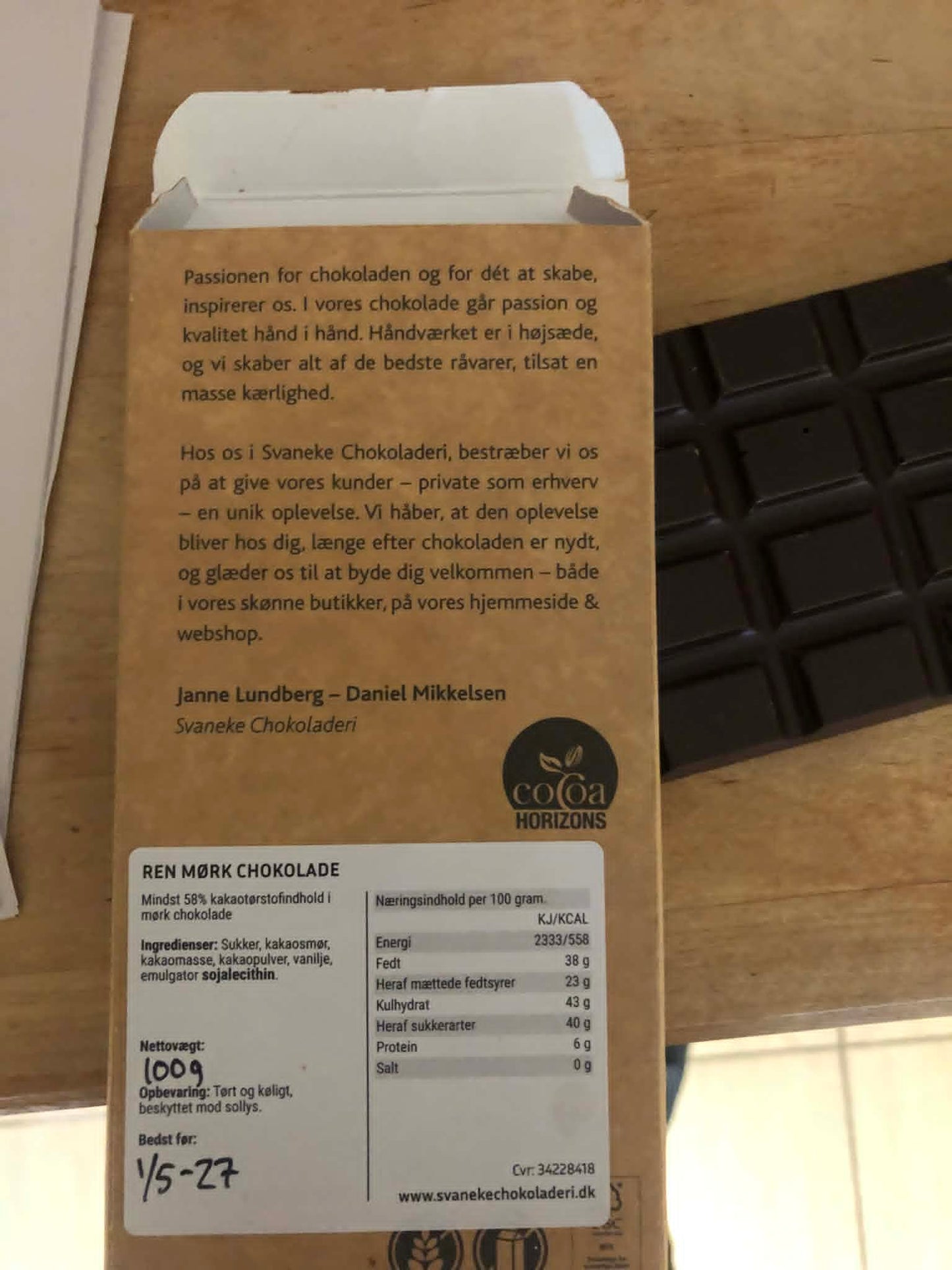Chokoladeplade mørk 58%, 100g