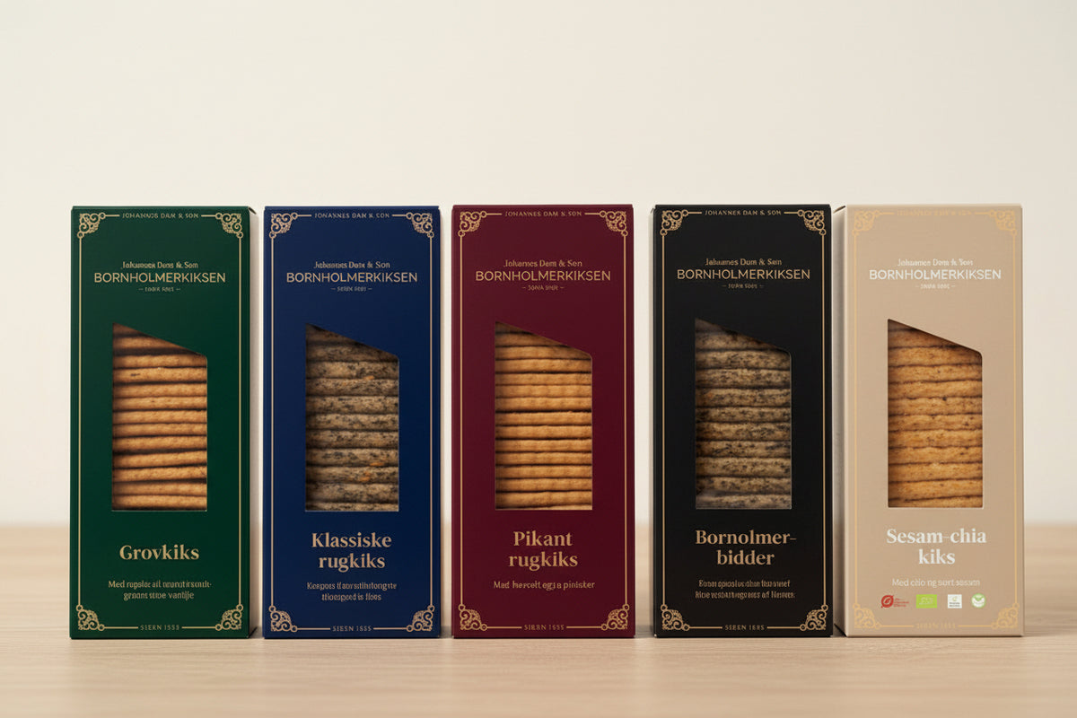 5 x Bornholmerkiks fra Johannes Dam & Søn