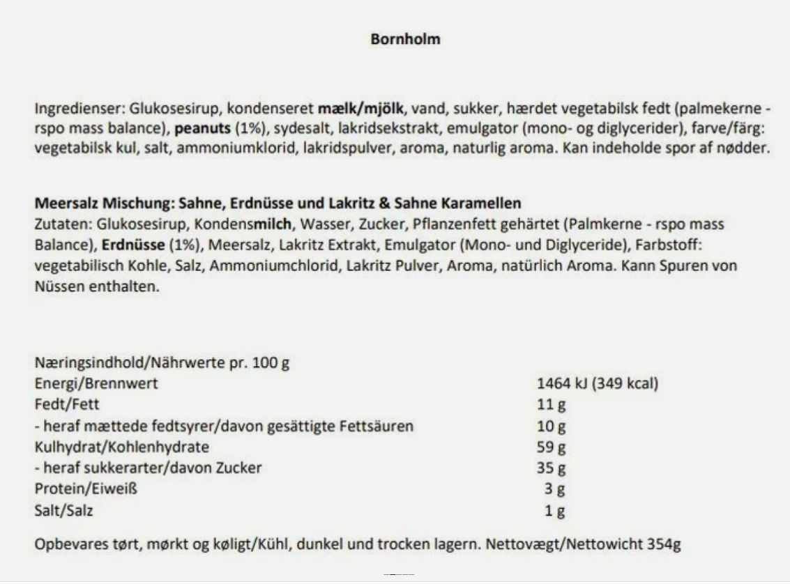 Bornholm, Saltede Karameller 336g, Karamelkompagniet