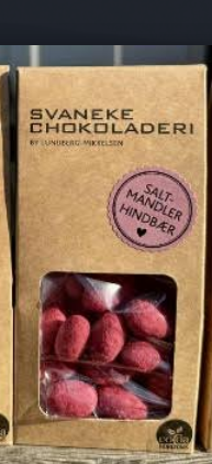 Dragerede mandler – hindbær & hvid chokolade, Svaneke Chokoladeri
